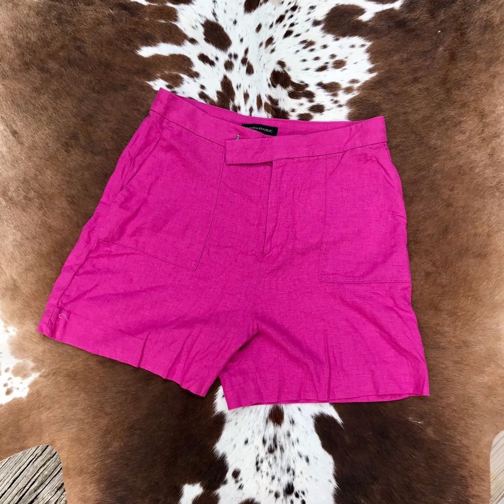 Banana Republic Linen Blend High Waisted Shorts Sz 8 - Picture 3 of 5